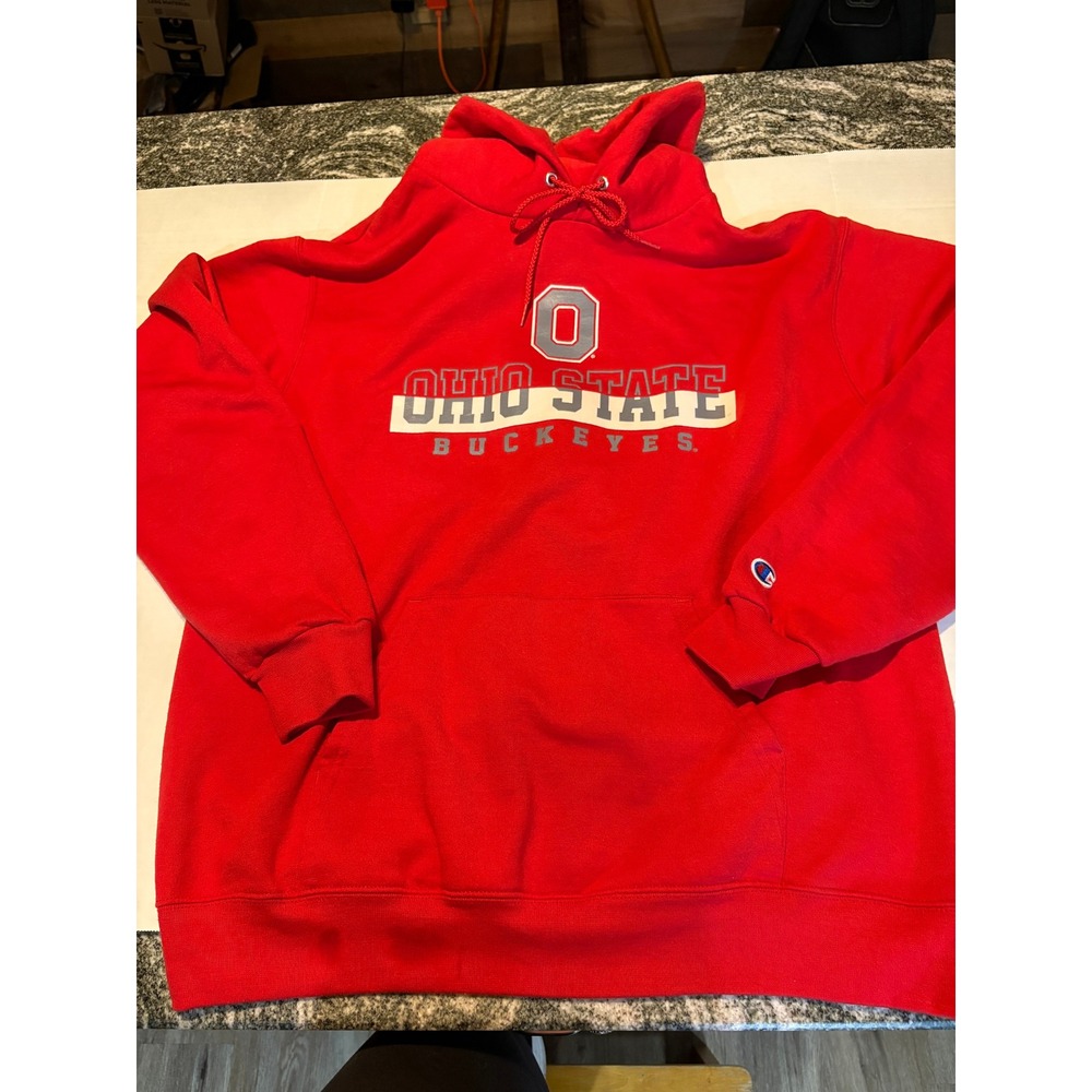 Champion Ohio State Buckeyes Red‎ Hoodie Sweatshirt Size L Athletic Wear